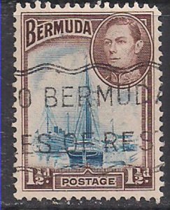 Bermuda 1938 KGV1 1 1/2d  Ships in Hamilton Harbour used SG 111b ( C759 )