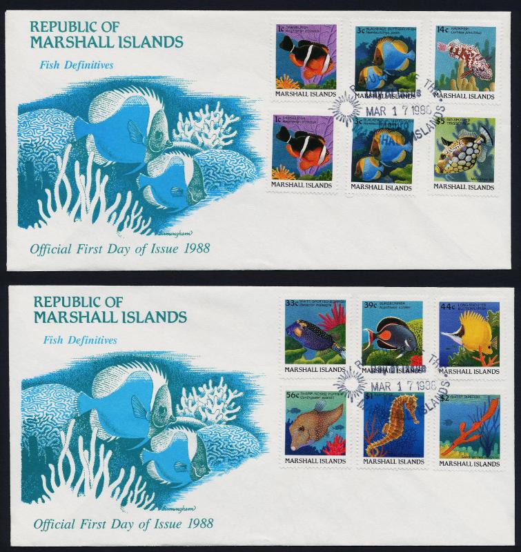 Marshall Islands 168-84 on FDC's - Fish, Marine Life