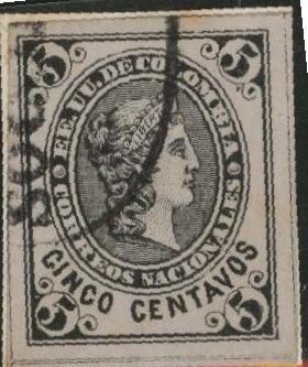 Colombia Scott 111 Used 1881 Liberty stamp  on piece