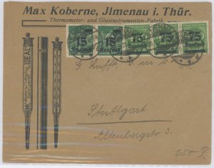 Germany 243/251 9 October 1923 Last Day of rate(1-9 Oct 1923) domestic surface rate on this issulstrated cover (Thermometers)