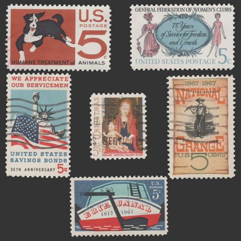 UNITED STATES STAMP GROUP INCLUDES SCOTT # 1307 - 1325. USED.