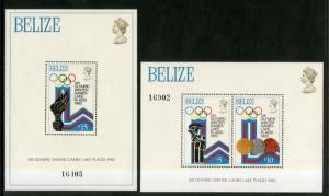 BELIZE 469-470 MNH S/S SCV $28.00 BIN $17.50 OLYMPICS