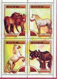 NORTH KOREA - 2000 - Horses - Perf 4v Sheet  - Mint Never Hinged