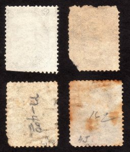 1860's US lot of 4 stamps, Sc 73,76,77,151