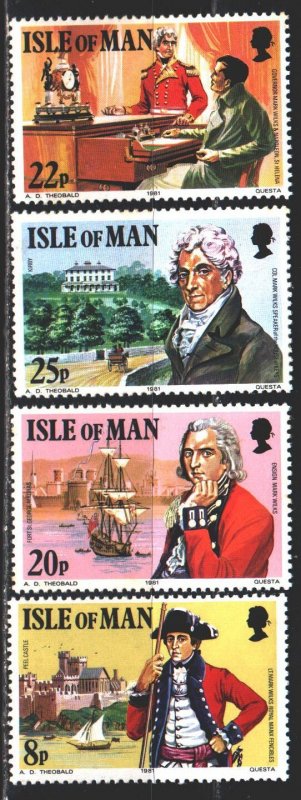 Isle Of Man. 1981. 189-92. Mark Wilks, historian, militaria, sailboats. MNH.