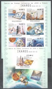 B0102 Imperf 2010 Mozambique Space Japanese From Jaxa To Venus Ikaros Bl+Kb Mnh