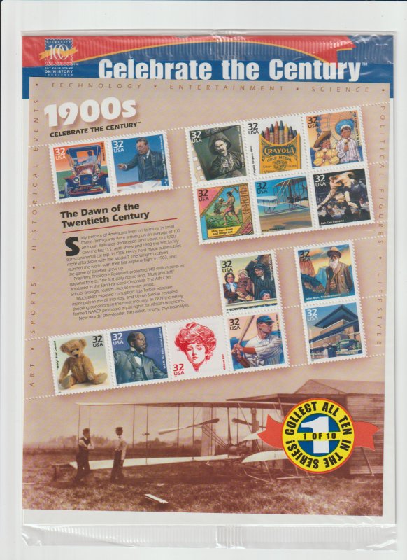US Scott # 3182 Sheet Celebrate The Century 1900's  MNH 1998  USPS Sealed
