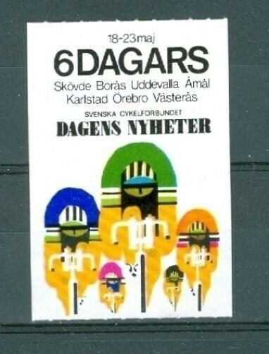 Sweden. Poster Stamp. Sport Bicycle 6 Days Race Newspaper