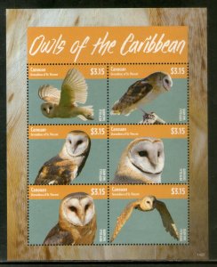 St. Vincent 2014 Owls Birds of Prey Wildlife Fauna Sheetlet MNH # 8423