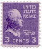 1938 3c Thomas Jefferson Scott 807 Mint F/VF NH