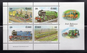 Ireland 1984 Souvenir Sheet of 4 Railways, Scott 584a MNH, value = $5.50