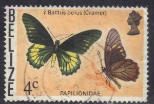 BELIZE SC# 349 **USED** 4r 1974-77  BUTTERFLIES    SEE SCAN