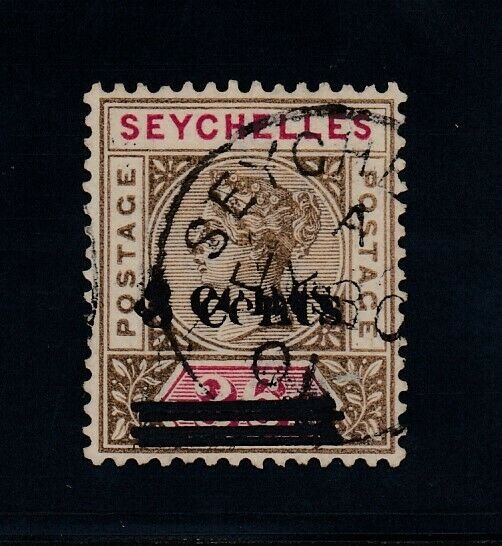 Seychelles, SG 39a (Sc 31b), used Surcharge Doubled variety, signed Oliva