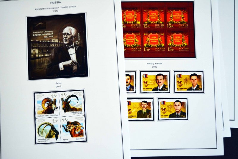 COLOR PRINTED RUSSIA 2011-2013 STAMP ALBUM PAGES (64 illustrated pages)