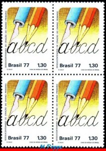 1528 BRAZIL 1977 PRIMARY EDUCATION, 600 YEARS, PEN PENCIL, MI# 1620 BLOCK MNH