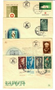 CFIs.B Israel F.D.C. (4) 1955 Tabs Cacheted & Unaddressed