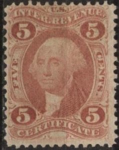 US R24c (used) 5¢ Washington, Certificate, red (1862)