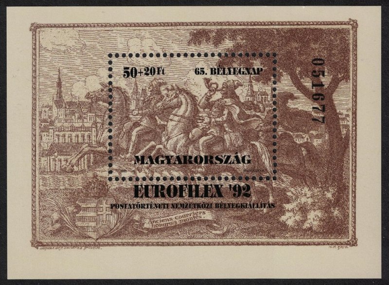 Hungary EuroFilEx 92 Intl Postal History Exhibition MS 1992 MNH SG#MS4109