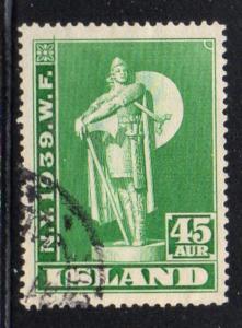 Iceland Sc 215 1939 45 aur Karlsefni NY Worlds Fair stamp used