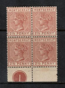 Montserrat #7 (SG #9) Very Fine Mint Plate #1 Block