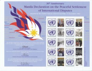 UN 2012 - 30th Anniv Manila Declaration - Personalised Stamp Sheet - MNH (S49)