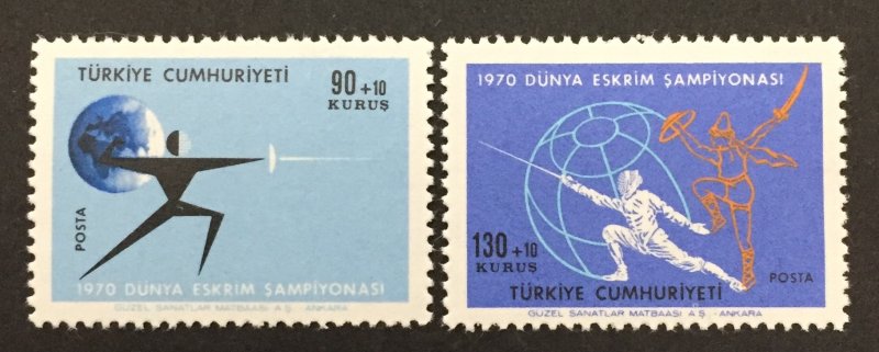 Turkey 1970 #b135-6, Fencing, MNH.