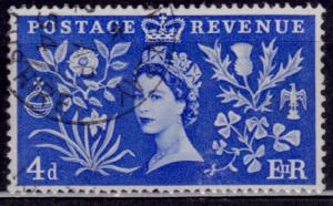 Great Britain, 1953, Queen Elizabeth, 4p, sc#314, used