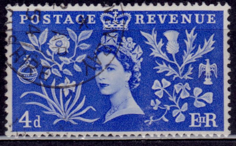 Great Britain, 1953, Queen Elizabeth, 4p, sc#314, used