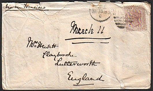 NEW ZEALAND 1885 QV 6d on cover - Napier to UK.............................14872