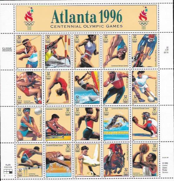 US MNH Sheet  #3068  Atlanta 1996 - 20 Olympic eventgs.