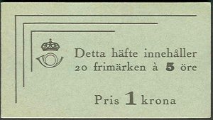 SWEDEN (H64B) Scott 335a, 5 ore Scheele Booklet type I