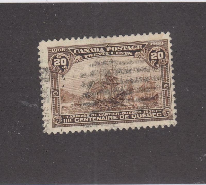 CANADA # 103 FVF-LIGHT USED 20cts QUEBEC TERCENTENARY ISSUE