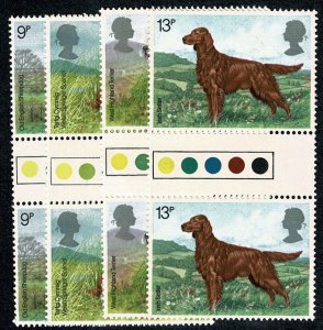 GB 1979 Dogs. Traffic Light Gutter Pair Set of 4 values.