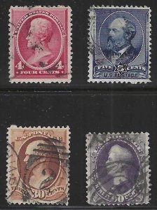 U.S., 1888, Scott #215-218, 4c-90c Set of 4, Used, Scott Catalog Value: $365.00