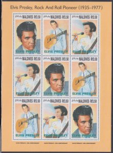 MALDIVE ISLANDS Sc # 1836a-c CPL MNH SHEET of 3 SETS - ELVIS PRESLEY