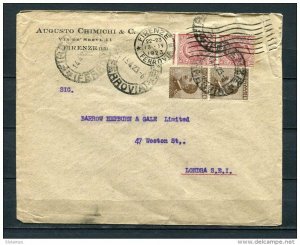 Italy 1923  Cover Firenze London UK  2 Strips  of 2