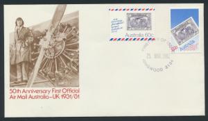 1981 Australia Post cover 50th Anniv Air Mail Australia - UK SPECIAL see details