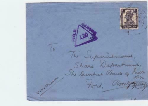 india bombay 1945 field censor  stamps cover   ref r14868