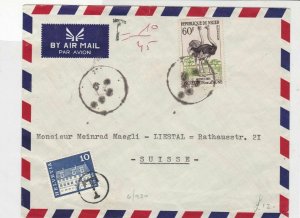 republique du niger ostriches air mail stamps cover ref 21271