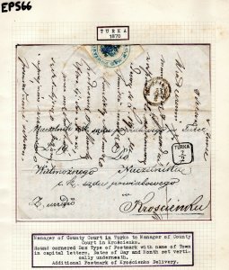 POLAND Galicia AUSTRIA Cover TURKA Turce BLUE Official WAFER SEAL 1870 EL EP566 