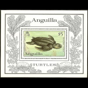 ANGUILLA 1983 - Scott# 541 S/S WWF-Turtles NH toned