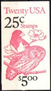 US Stamp #BK160 MNH Owl and Grossbeak Booklet w/2 #2285b Panes w/ Plate #2222