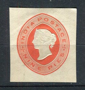 INDIA; 1890s 9p. classic QV Postal Stationary fine Mint hinged unused