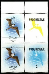 TONGA SG1010 1989 42s BIRDS TYPE I MNH PAIR