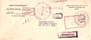 United States A.P.O.'s Soldier's Free Mail 1944 U.S. Army, 5th B.P.O. Oran, A...