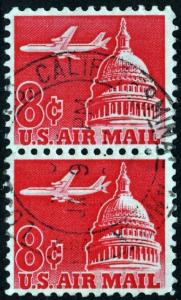 SC#C64 8¢ Jet Airliner Over Capitol Pair (1962) Used