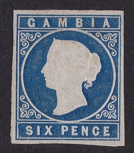 GAMBIA 1869 QV Cameo 6d Imperf no wmk
