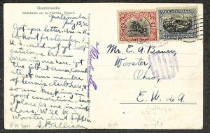 GUATEMALA #115 & 132 STAMPS COBAN TO LEIPZIG GERMANY POSTCARD 1913