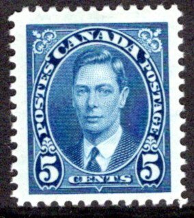 235, Scott, Canada, 5c, KGVI Mufti Issue, MLHOG. F/VF, Postage Stamp