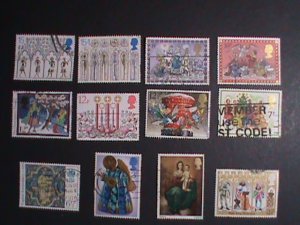 ​GREAT BRITAIN -12 VERY OLD CHRISTMAS STAMPS USED-VF WE SHIP TO WORLD WIDE